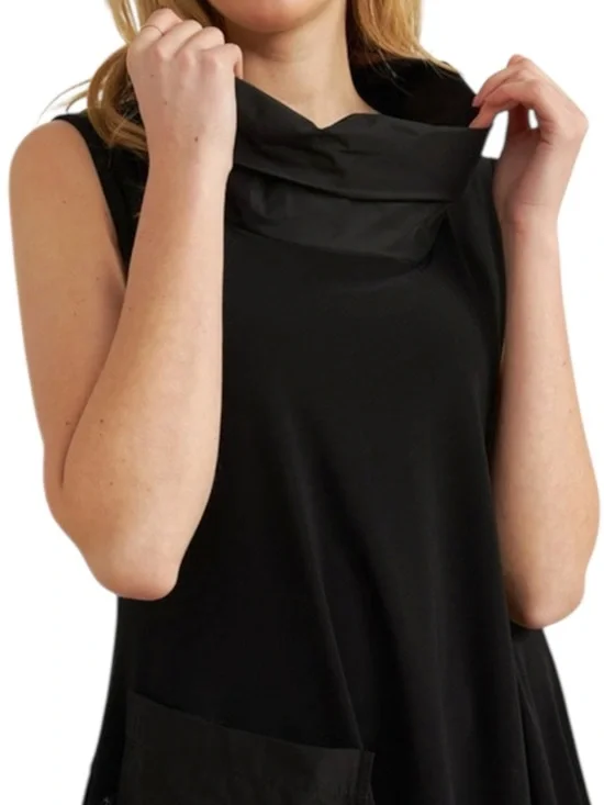 Joseph Ribkoff Black Sleeveless Mock Neck Tunic Top Pocket Size 10 - Picture 3 of 15